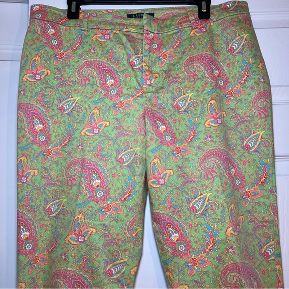 Lauren Ralph Lauren Chino Straight Leg Pants Floral Paisley Print Womens 14 - Picture 2 of 7